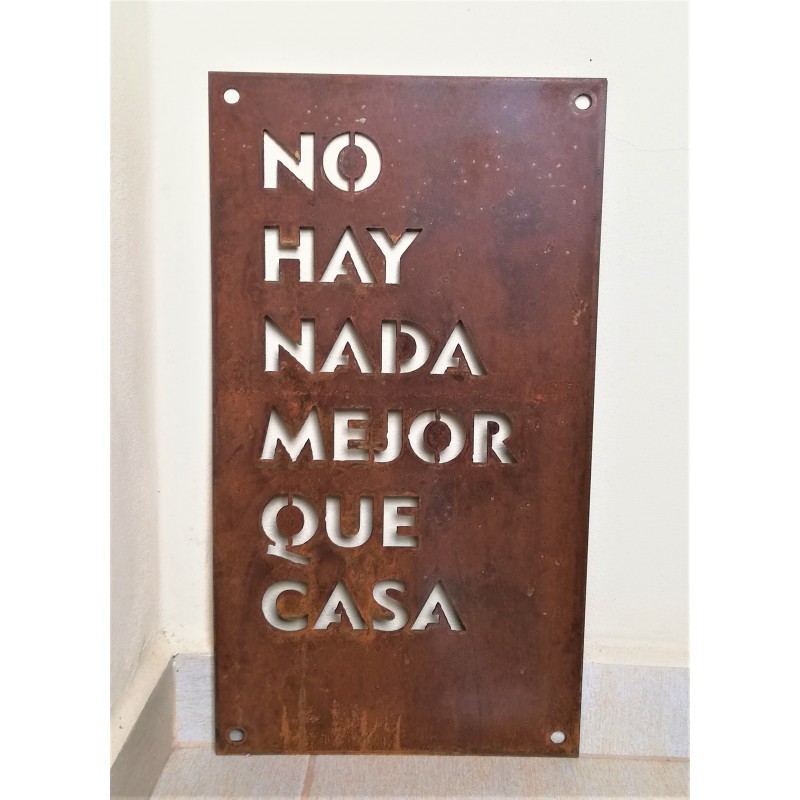 Cartel NADA MEJOR QUE CASA chapa oxido premium-1-chapadeco.com