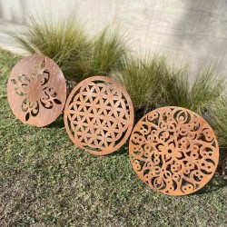 Porta manguera mandala Morocco chapa y hierro oxido-5-chapadeco.com