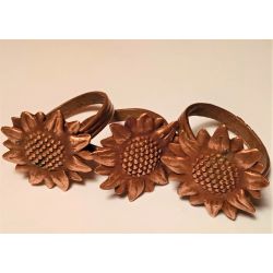 6x Anillos servilleteros girasol cobre premium