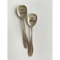 set x6 Cucharas ICE CREAM plata vieja