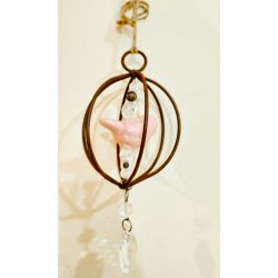 Jaula hierro pajarito cerámico rosa premium-2-chapadeco.com