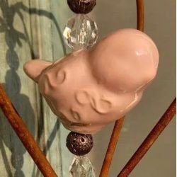 Jaula hierro pajarito cerámico rosa premium-3-chapadeco.com