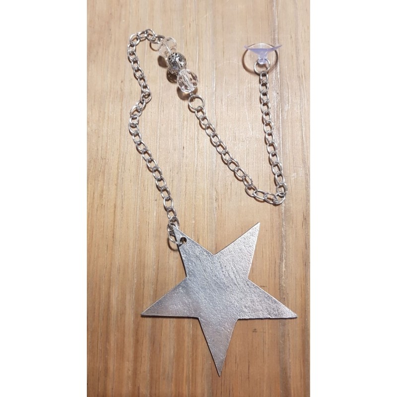 Adorno colgante estrella plata y caireles navidad