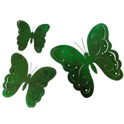 Set X3 mariposas 3D verde textura