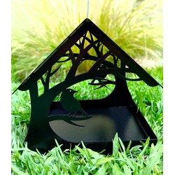 Comedero casita pájaros XL + soporte negro-3-chapadeco.com