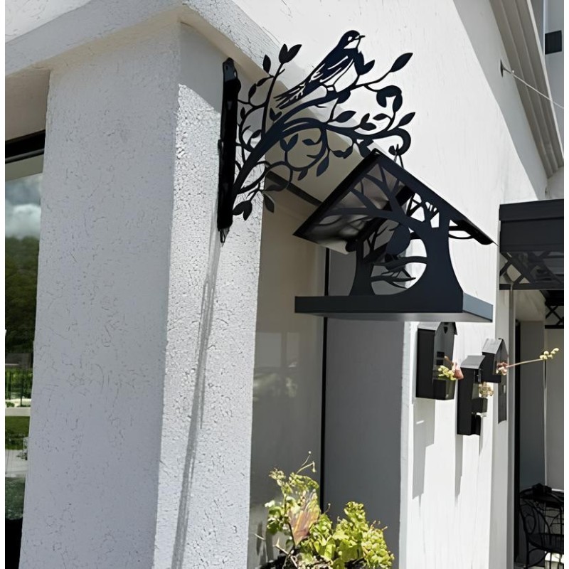 Comedero casita pájaros XL + soporte negro-1-chapadeco.com