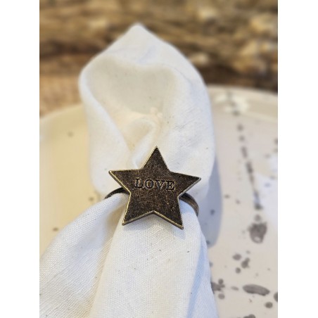 6x Anillos servilleteros estrellas bronce premium