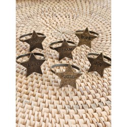 6x Anillos servilleteros estrellas bronce premium