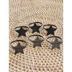 6x Anillos servilleteros estrellas plata premium