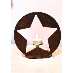 Porta vela estrella navidad chapa oxido