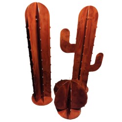 Set cactus decorativos hierro pintura efecto martillado cobre