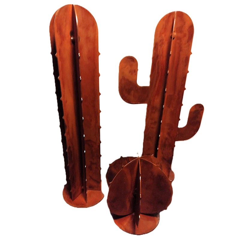 Set cactus decorativos hierro pintura efecto martillado cobre