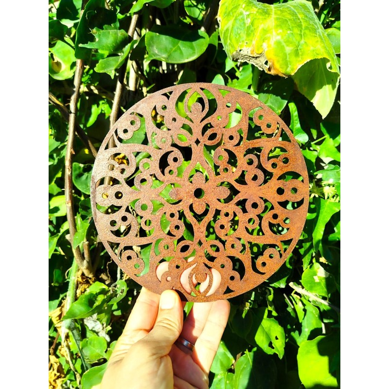 Mandala Morocco 20cm chapa oxido para colgar Mandala Morocco 20cm chapa oxido para colgar