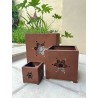 Mini macetero cubo calado oxido 10x10x10cm.