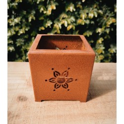 Mini macetero cubo calado oxido 10x10x10cm.