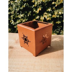 Mini macetero cubo calado oxido 10x10x10cm.