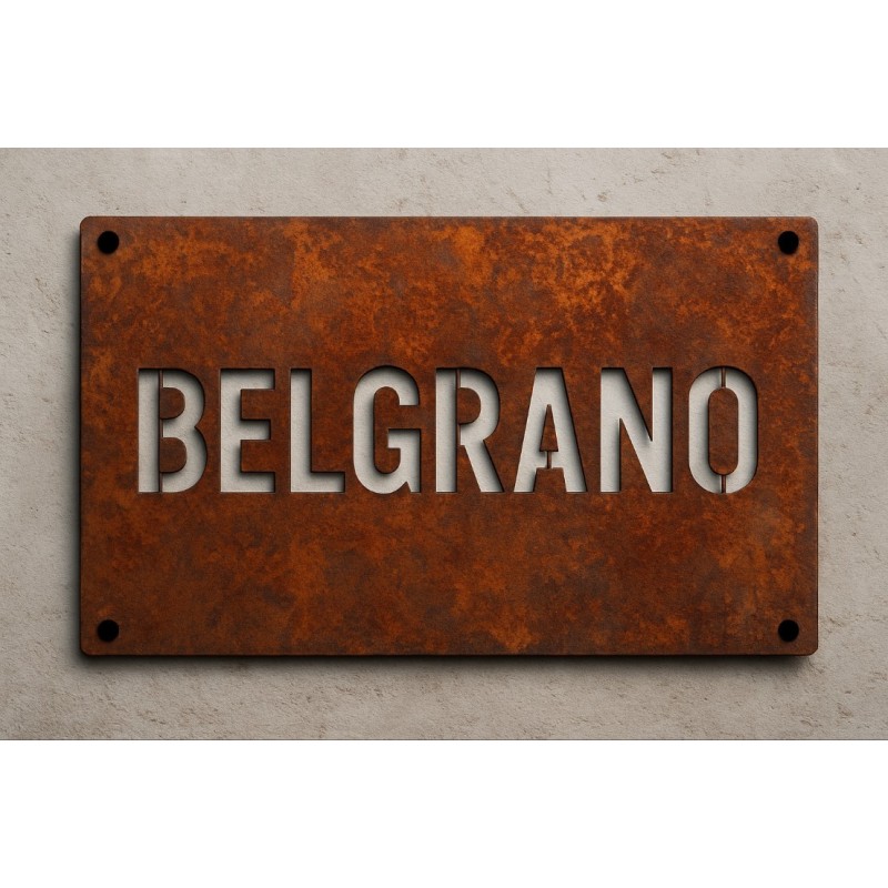 Cartel con nombre hierro oxidado real 17x30cm-1-chapadeco.com
