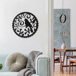 Mandala pajarito 60cm chapa color negro para colgar