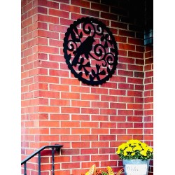 Mandala pajarito 60cm chapa color negro para colgar