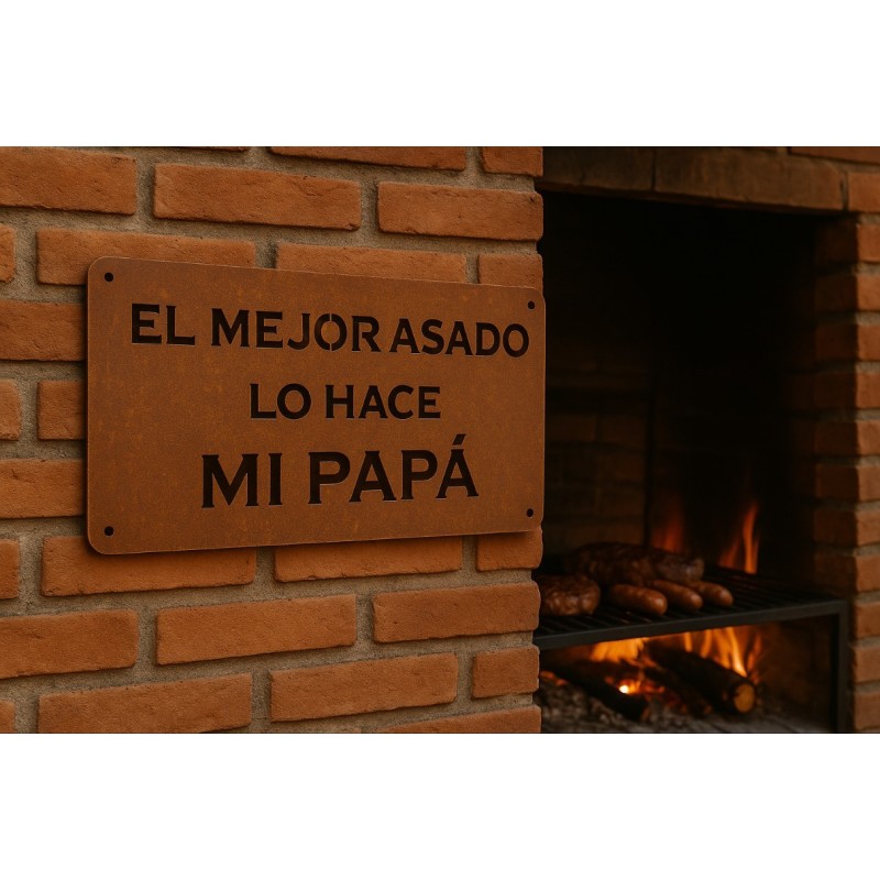 Cartel de chapa EL MEJOR ASADO-1-chapadeco.com