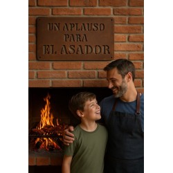 Cartel UN APLAUSO PARA EL ASADOR chapa oxido vintage-2-chapadeco.com