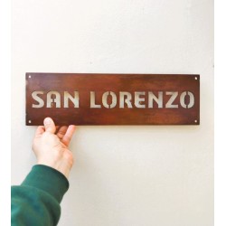 Cartel con nombre hierro oxidado real 17x30cm - 2