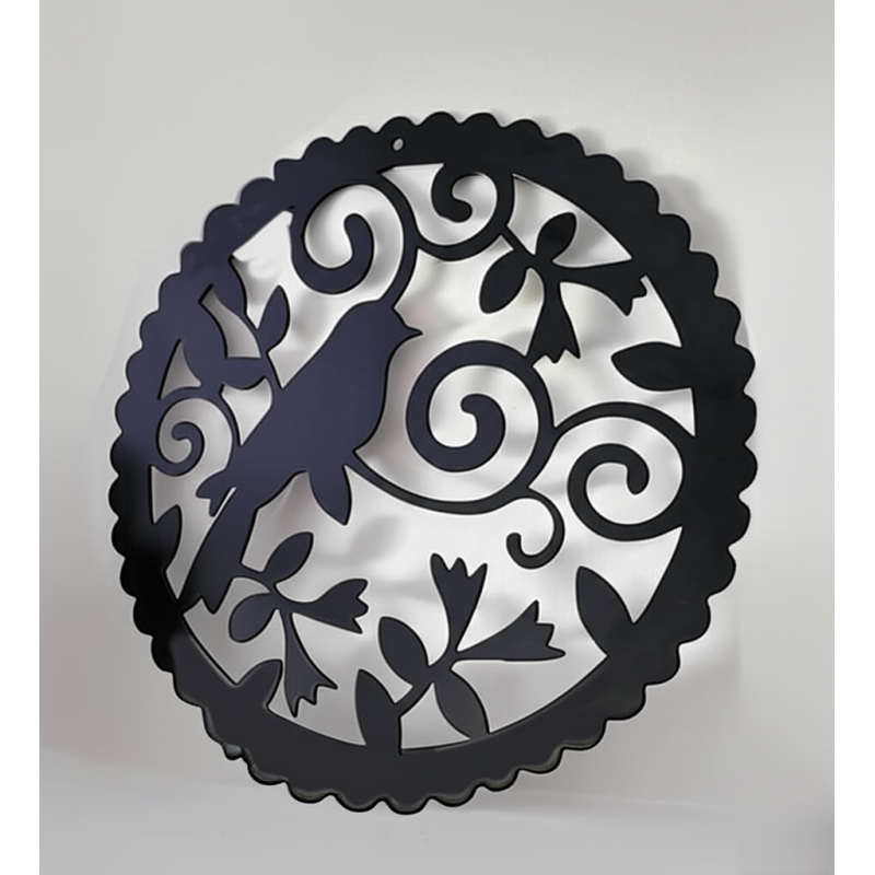 Mandala pajarito 40cm chapa color negro para colgar Mandala pajarito 40cm chapa color negro para colgar