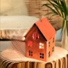 Set Casitas grande + chica decorativa fanal porta vela oxido