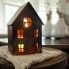 Set Casitas grande + chica decorativa fanal porta vela oxido