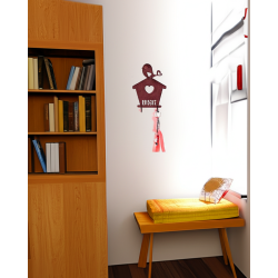 Mini perchero llavero casita pajarito home oxido