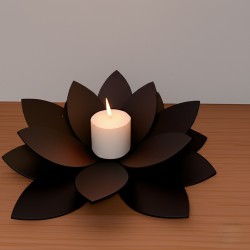 Fanal porta vela flor loto de mesa 30cm chico negro-1-chapadeco.com