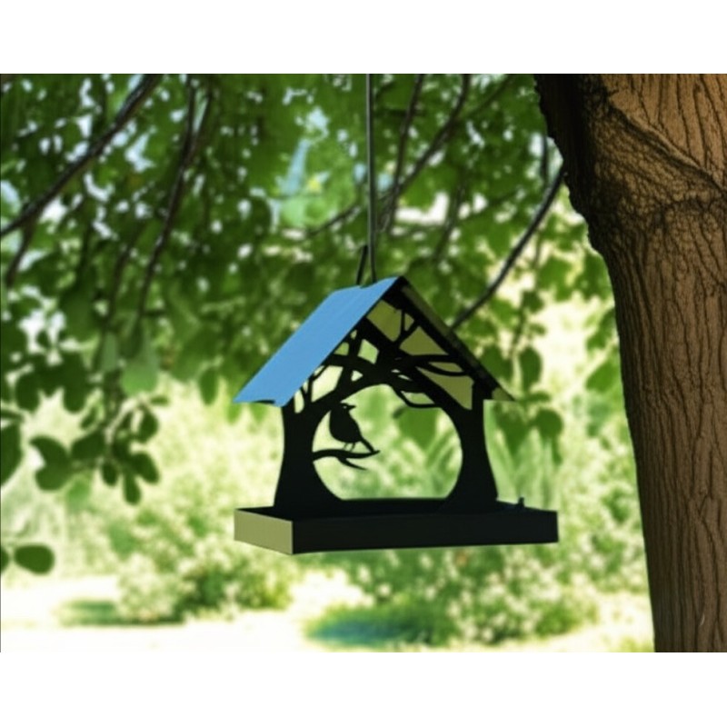 Comedero casita pájaros XL negro-1-chapadeco.com