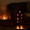 Set Casitas grande + chica decorativa fanal porta vela oxido