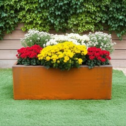 Porta maceta rectangular lisa 50x15 chapa oxido