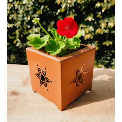 Mini macetero cubo calado oxido 10x10x10cm.