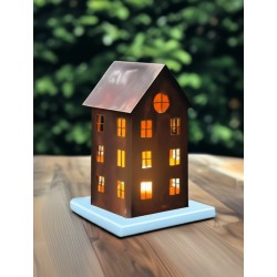 Casita grande chapa decorativa fanal porta vela  oxido