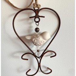 Colgante hierro corazón c/pajarito cerámica crudo-2-chapadeco.com