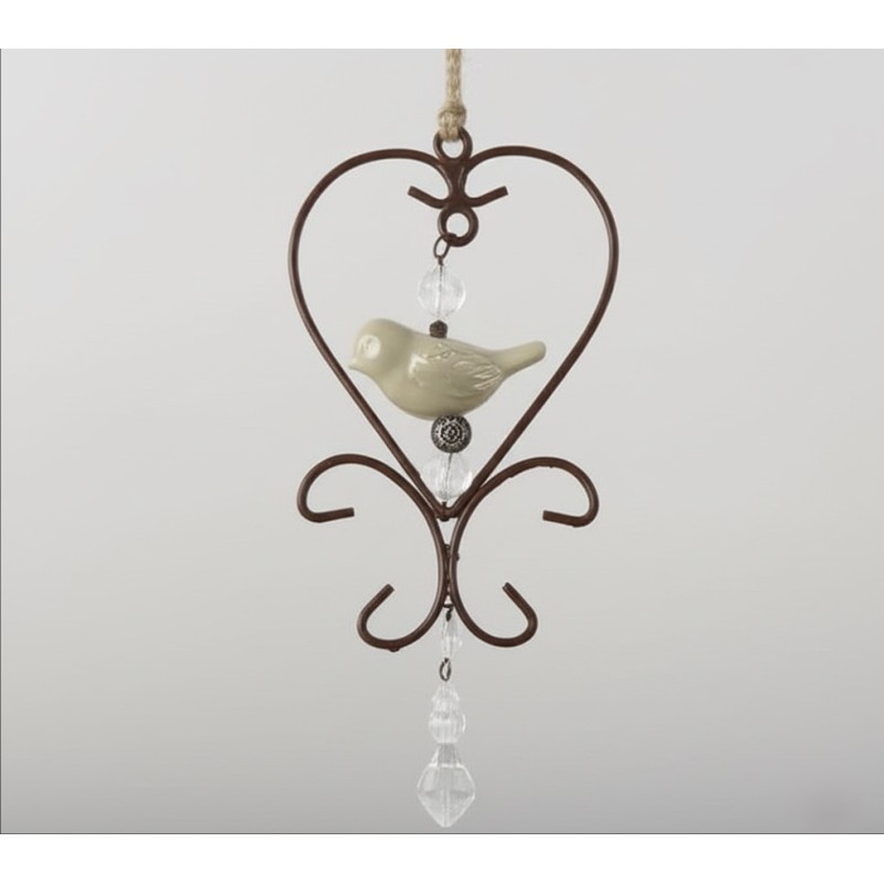 Colgante hierro corazón c/pajarito cerámica crudo-1-chapadeco.com