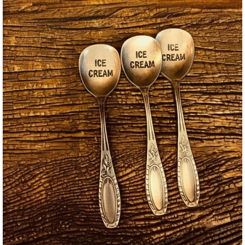 set x6 Cucharas ICE CREAM bronce viejo