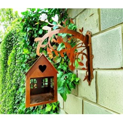 Comedero pajaros + soporte pared oxido