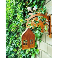 Comedero pajaros + soporte pared oxido