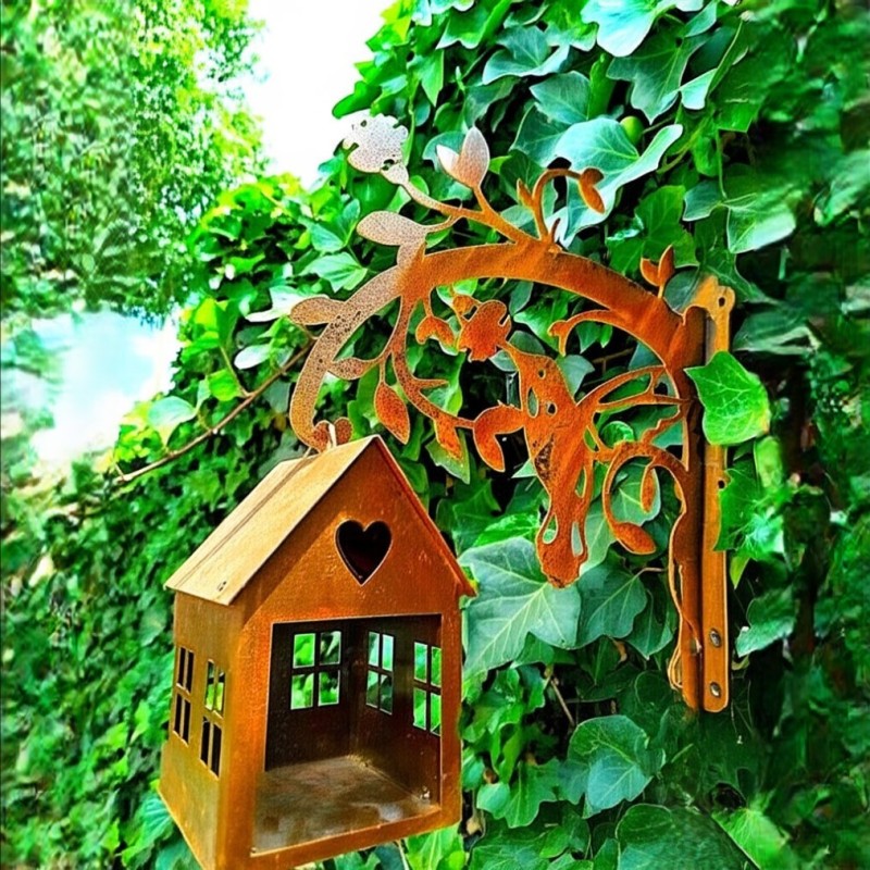 Comedero pajaros + soporte pared oxido-2-chapadeco.com