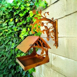 Comedero casita pajaros XL + soporte pared