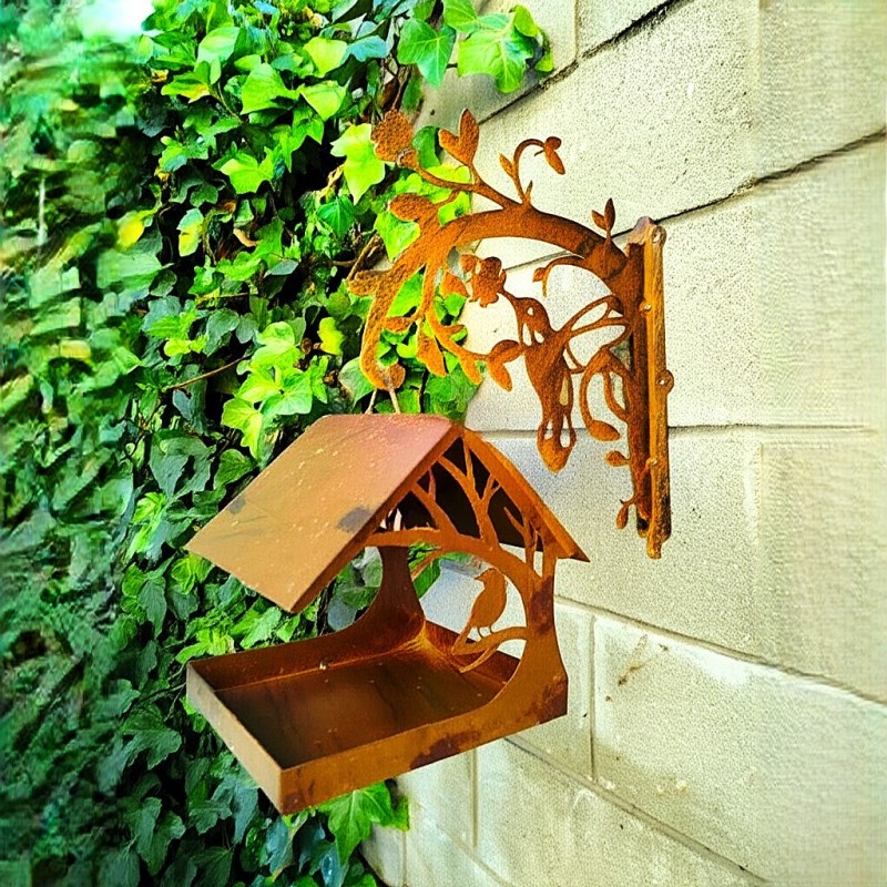 Comedero casita pajaros XL + soporte pared