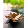 Fanal porta vela flor loto de mesa 15cm oxidado
