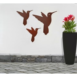 Set x3 colibrí figura pared chapa oxido-1-chapadeco.com