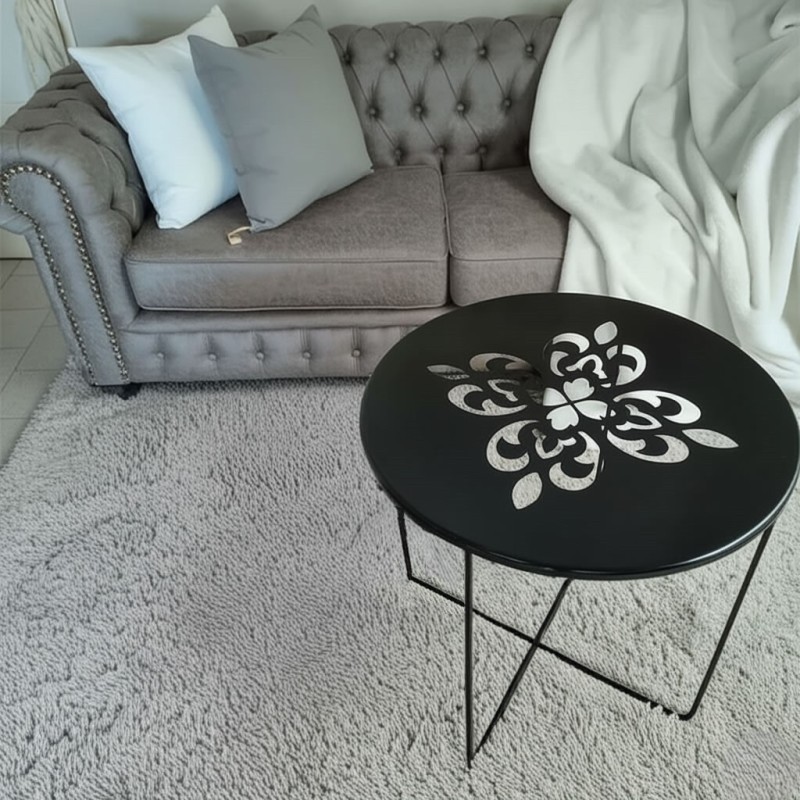 Mesa ratona NEGRA interior/exterior 60 Cm flor calada-1-chapadeco.com