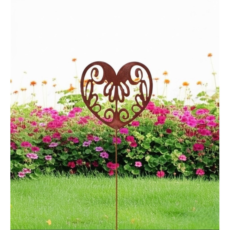 Pincho tutor Corazón mandala Calado chapa oxido