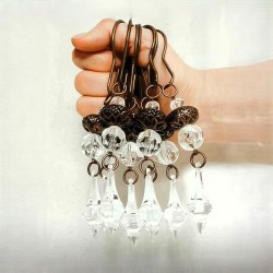 12x Ganchos cortina baño bronce con cairel y herrajes