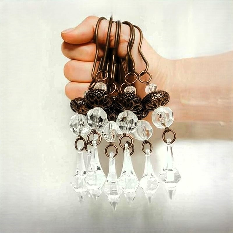 12x Ganchos cortina baño bronce con cairel y herrajes 12x Ganchos cortina baño bronce con cairel y herrajes